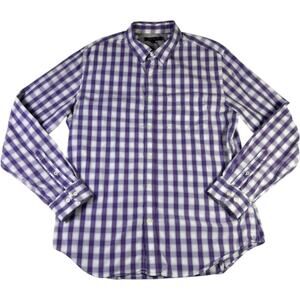 Banana Republic Purple Gingham Button Down Shirt Mens Large Slim Fit Cotton